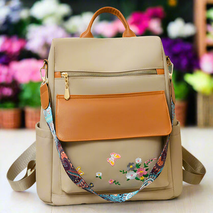 Sac à dos design brodé antivol pour femme, grande capacité, Oxford PU Patchwork, cartable 3 en 1, sac à dos initié par une femme