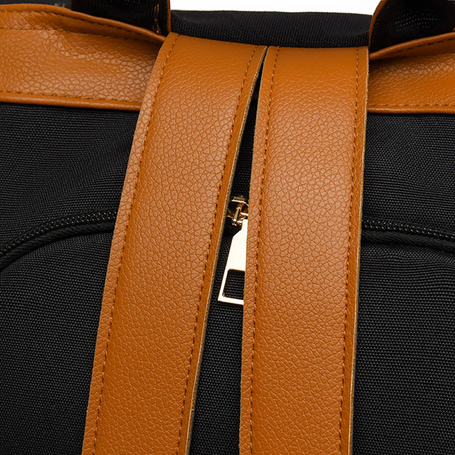 Sac à dos design brodé antivol pour femme, grande capacité, Oxford PU Patchwork, cartable 3 en 1, sac à dos initié par une femme