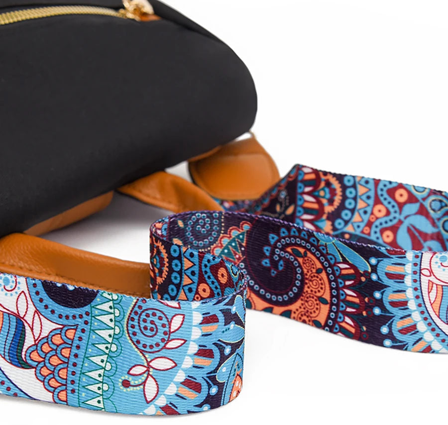 Sac à dos design brodé antivol pour femme, grande capacité, Oxford PU Patchwork, cartable 3 en 1, sac à dos initié par une femme
