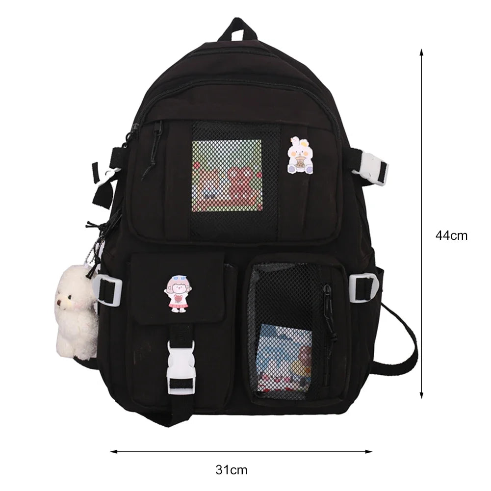 Sac à dos esthétique japonais pour filles, sacs d'école mignons pour étudiants, adolescentes, poches, sac à dos pour ordinateur portable Kawaii pour femmes, Harajuku Mochila