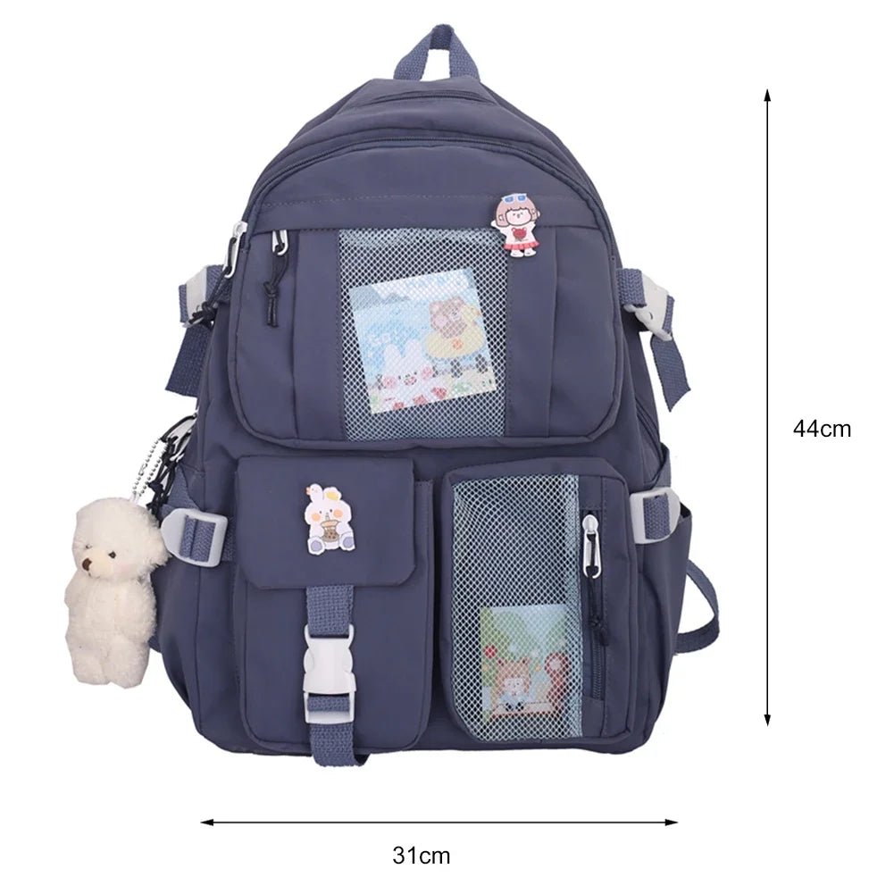 Sac à dos esthétique japonais pour filles, sacs d'école mignons pour étudiants, adolescentes, poches, sac à dos pour ordinateur portable Kawaii pour femmes, Harajuku Mochila