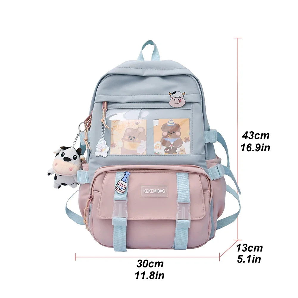 Sac à dos esthétique japonais pour filles, sacs d'école mignons pour étudiants, adolescentes, poches, sac à dos pour ordinateur portable Kawaii pour femmes, Harajuku Mochila