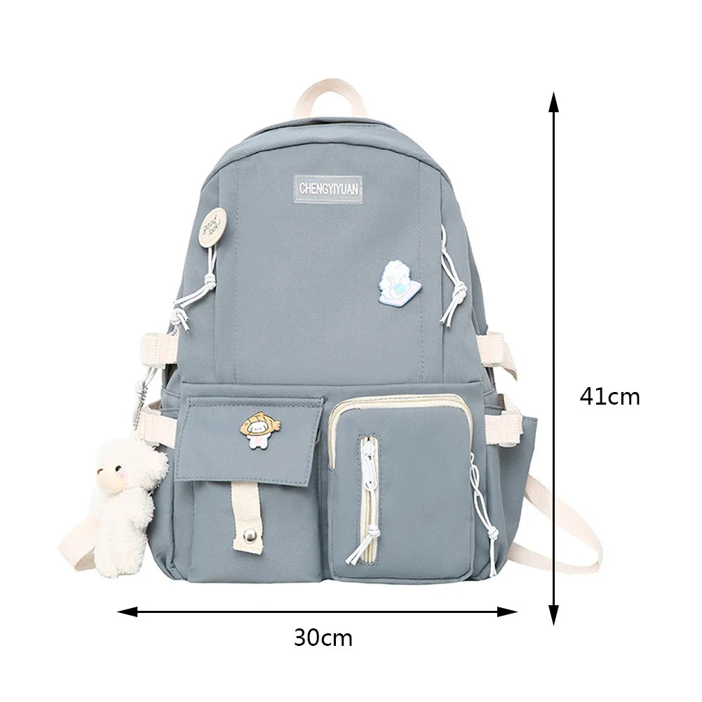 Sac à dos esthétique japonais pour filles, sacs d'école mignons pour étudiants, adolescentes, poches, sac à dos pour ordinateur portable Kawaii pour femmes, Harajuku Mochila