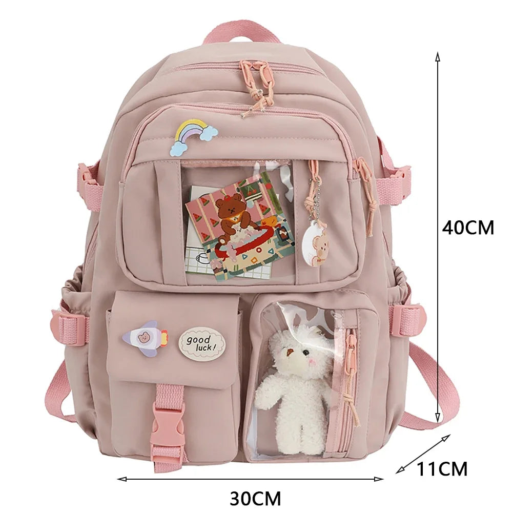 Sac à dos esthétique japonais pour filles, sacs d'école mignons pour étudiants, adolescentes, poches, sac à dos pour ordinateur portable Kawaii pour femmes, Harajuku Mochila