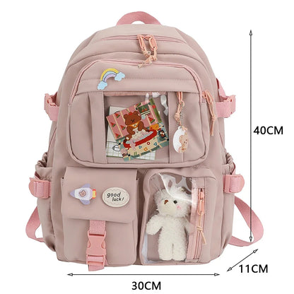 Sac à dos esthétique japonais pour filles, sacs d'école mignons pour étudiants, adolescentes, poches, sac à dos pour ordinateur portable Kawaii pour femmes, Harajuku Mochila