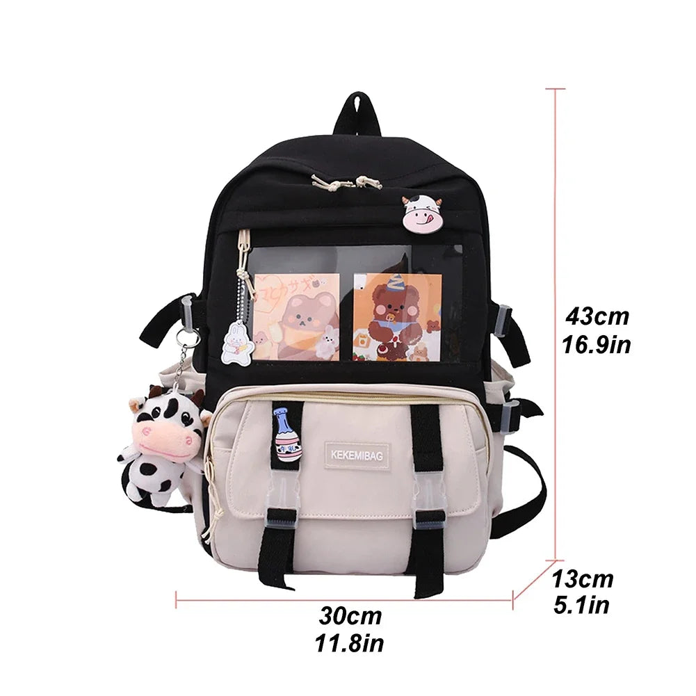 Sac à dos esthétique japonais pour filles, sacs d'école mignons pour étudiants, adolescentes, poches, sac à dos pour ordinateur portable Kawaii pour femmes, Harajuku Mochila