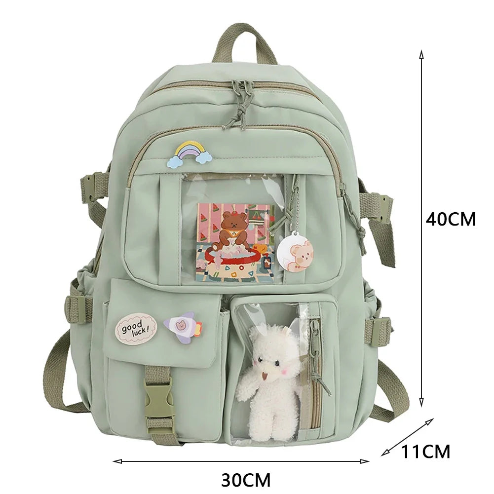 Sac à dos esthétique japonais pour filles, sacs d'école mignons pour étudiants, adolescentes, poches, sac à dos pour ordinateur portable Kawaii pour femmes, Harajuku Mochila