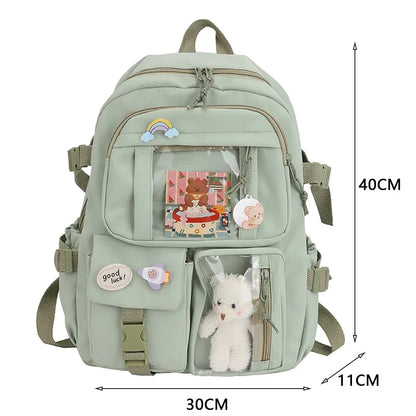 Sac à dos esthétique japonais pour filles, sacs d'école mignons pour étudiants, adolescentes, poches, sac à dos pour ordinateur portable Kawaii pour femmes, Harajuku Mochila