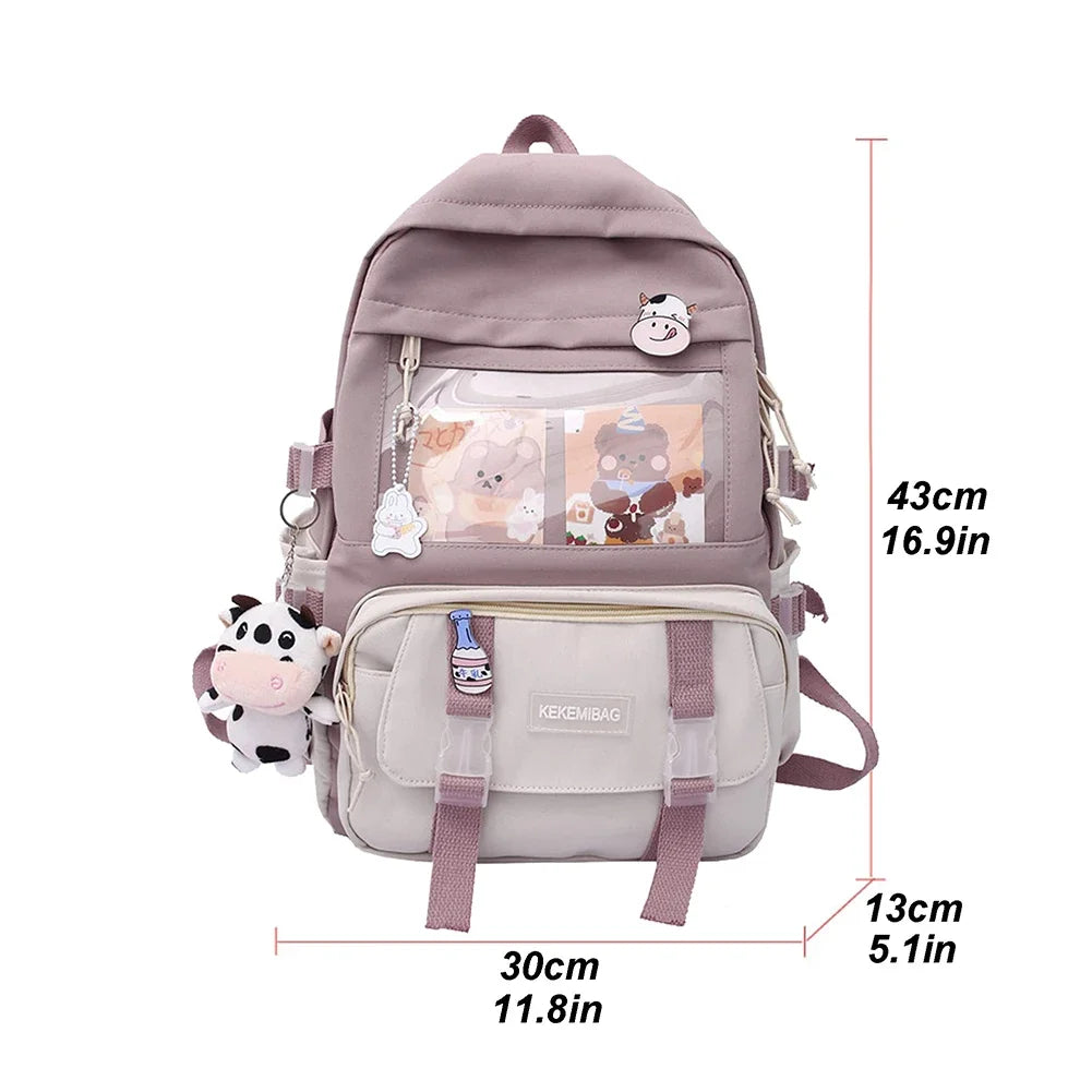 Sac à dos esthétique japonais pour filles, sacs d'école mignons pour étudiants, adolescentes, poches, sac à dos pour ordinateur portable Kawaii pour femmes, Harajuku Mochila