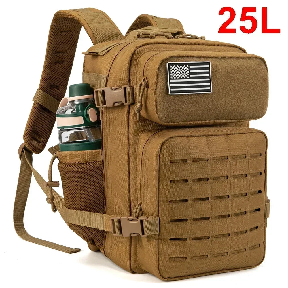 Sac à dos extérieur pour hommes et femmes, sac robuste, petit sac à dos scolaire, sac à dos de randonnée, porte-bouteille, 25L, 45L