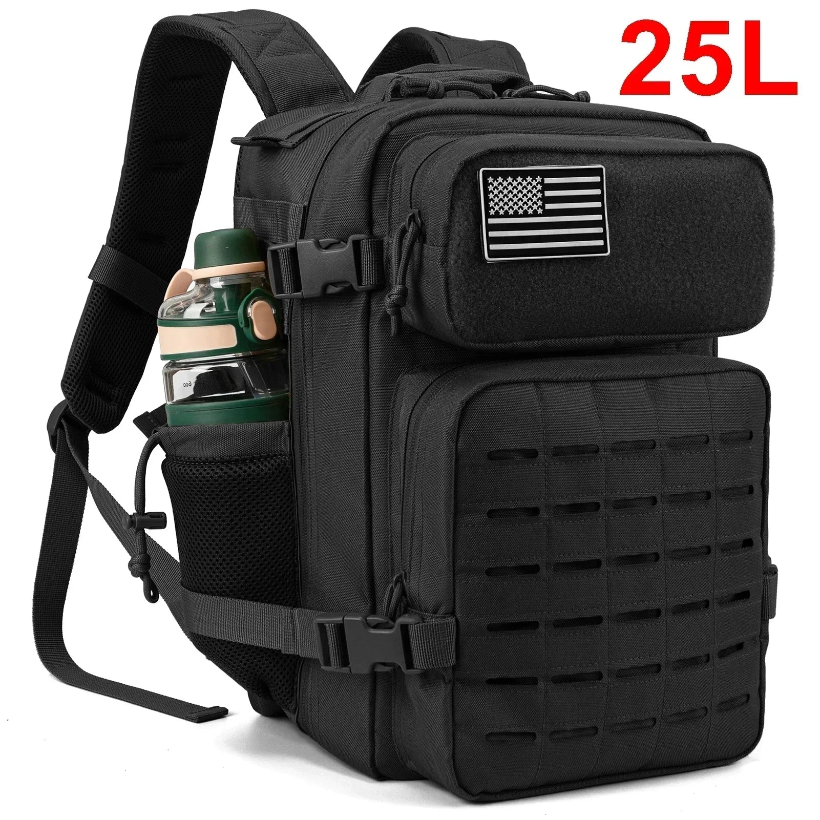 Sac à dos extérieur pour hommes et femmes, sac robuste, petit sac à dos scolaire, sac à dos de randonnée, porte-bouteille, 25L, 45L