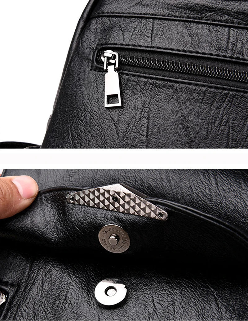 Sac à dos femme voyage grand sac à dos en cuir PU sac à main cartable pour filles femme épaule dos mochila