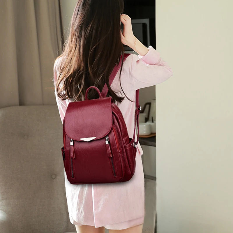 Sac à dos femme voyage grand sac à dos en cuir PU sac à main cartable pour filles femme épaule dos mochila