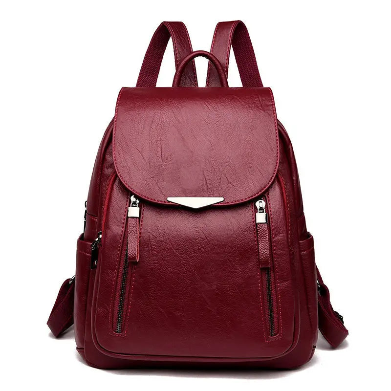 Sac à dos femme voyage grand sac à dos en cuir PU sac à main cartable pour filles femme épaule dos mochila rouge