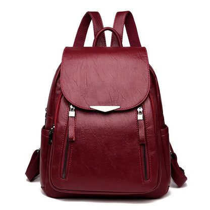 Sac à dos femme voyage grand sac à dos en cuir PU sac à main cartable pour filles femme épaule dos mochila rouge