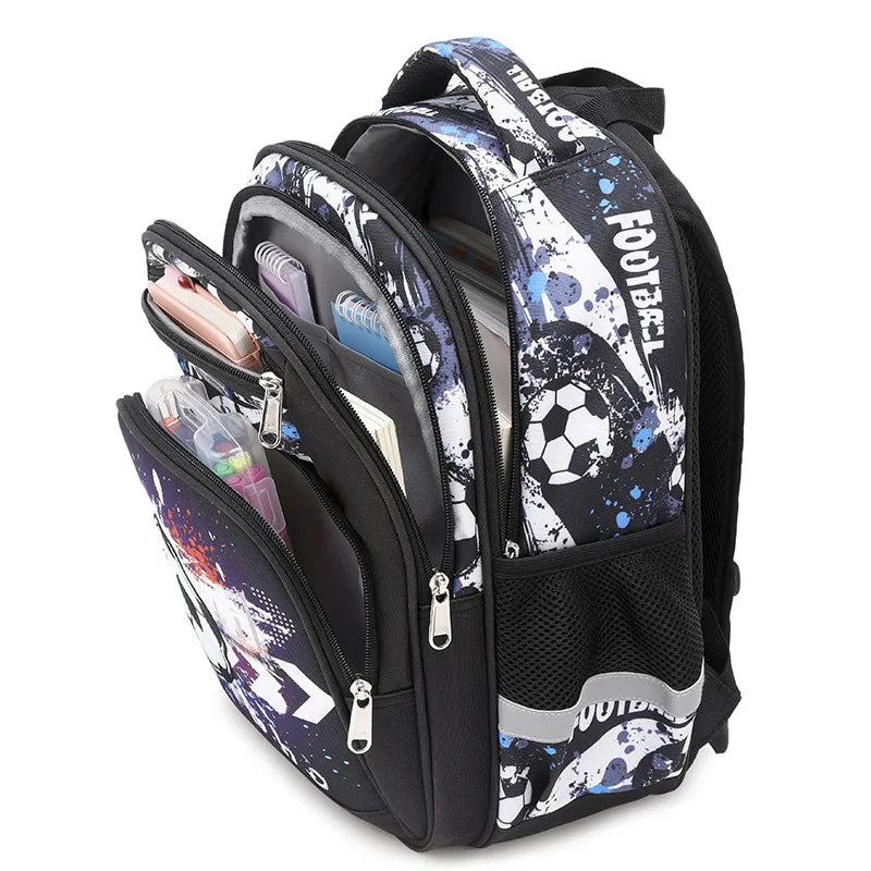 Sac à dos imprimé Football pour enfants et adolescents, cartable de voyage pour garçons