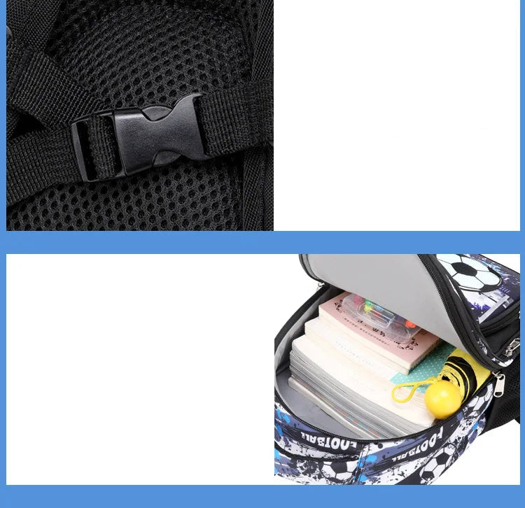 Sac à dos imprimé Football pour enfants et adolescents, cartable de voyage pour garçons