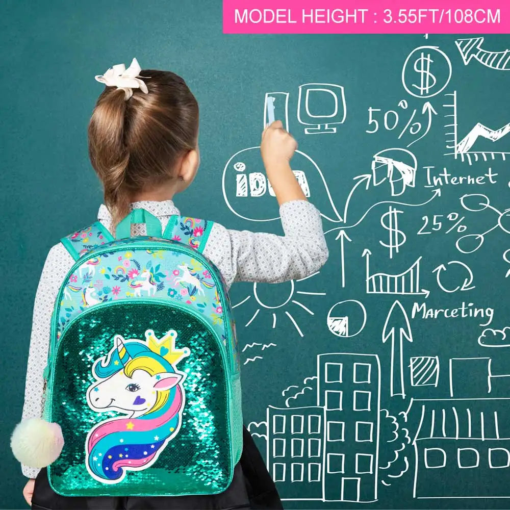 Sac à dos licorne pour enfants avec boîte à lunch, primaire, maternelle