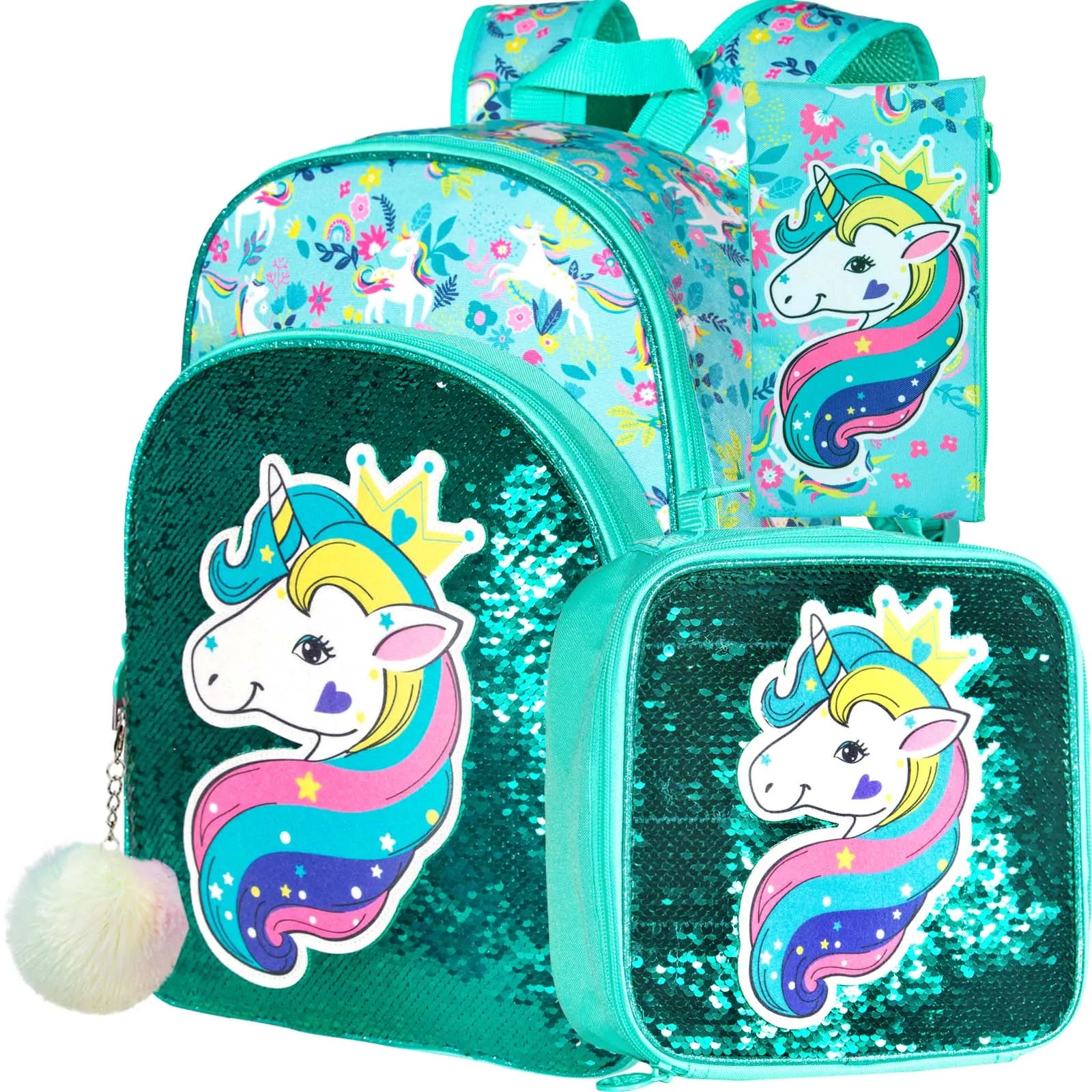Sac à dos licorne pour enfants avec boîte à lunch, primaire, maternelle