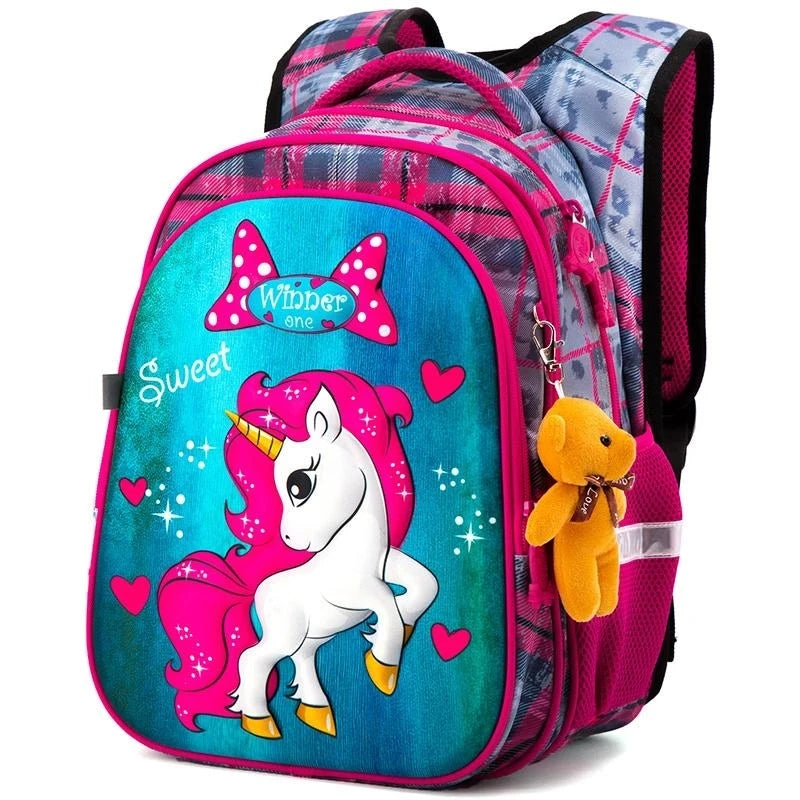 Sac à dos orthopédique 3D dessin animé, unicorn