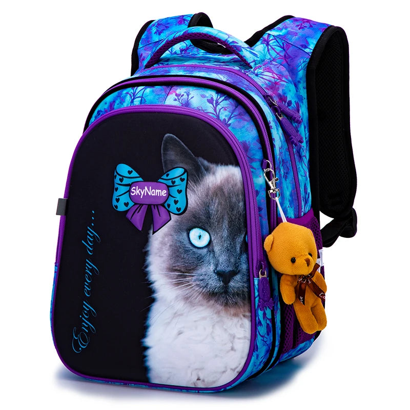 Sac à dos orthopédique 3D dessin animé, chat