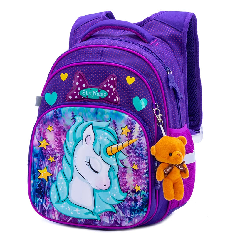 Sac à dos orthopédique 3D dessin animé bleu