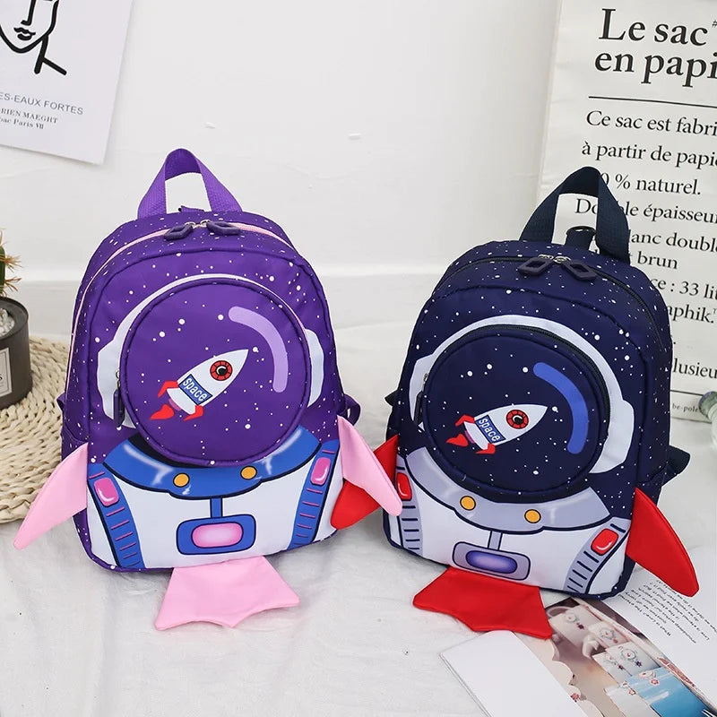 Sac à dos pour enfants avec guide de sécurité 3d avec dessin / fusée / léger / école