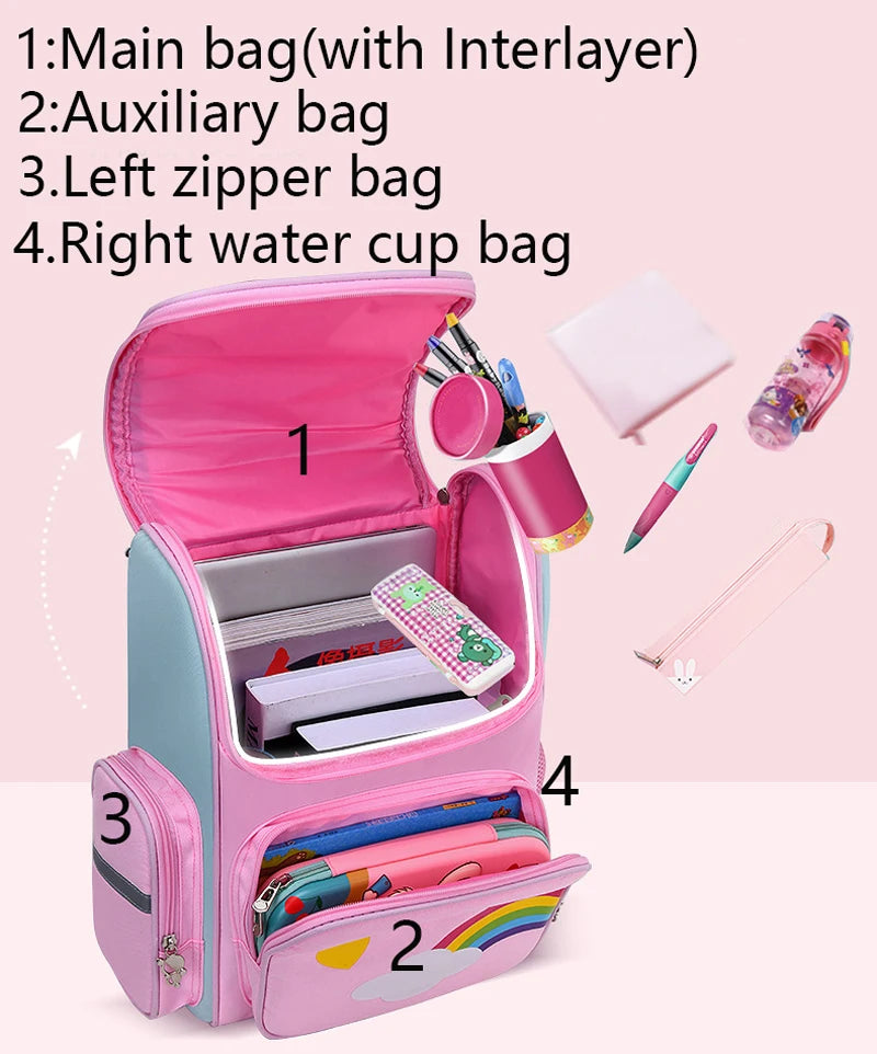 Sac à dos étanche de grande capacité pour enfants, sac d'école imprimé licorne pour adolescents de 2 à 16 ans, sac à dos Kawaii pour enfants