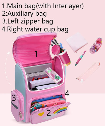 Sac à dos étanche de grande capacité pour enfants, sac d'école imprimé licorne pour adolescents de 2 à 16 ans, sac à dos Kawaii pour enfants