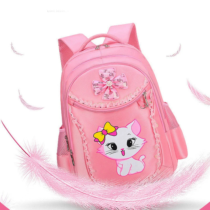 Sac à dos étanche pour enfants, sac à lunch, trousse à crayons, sac d'école pour enfants, cartable primaire pour filles et adolescents, chat mignon, 3 pièces