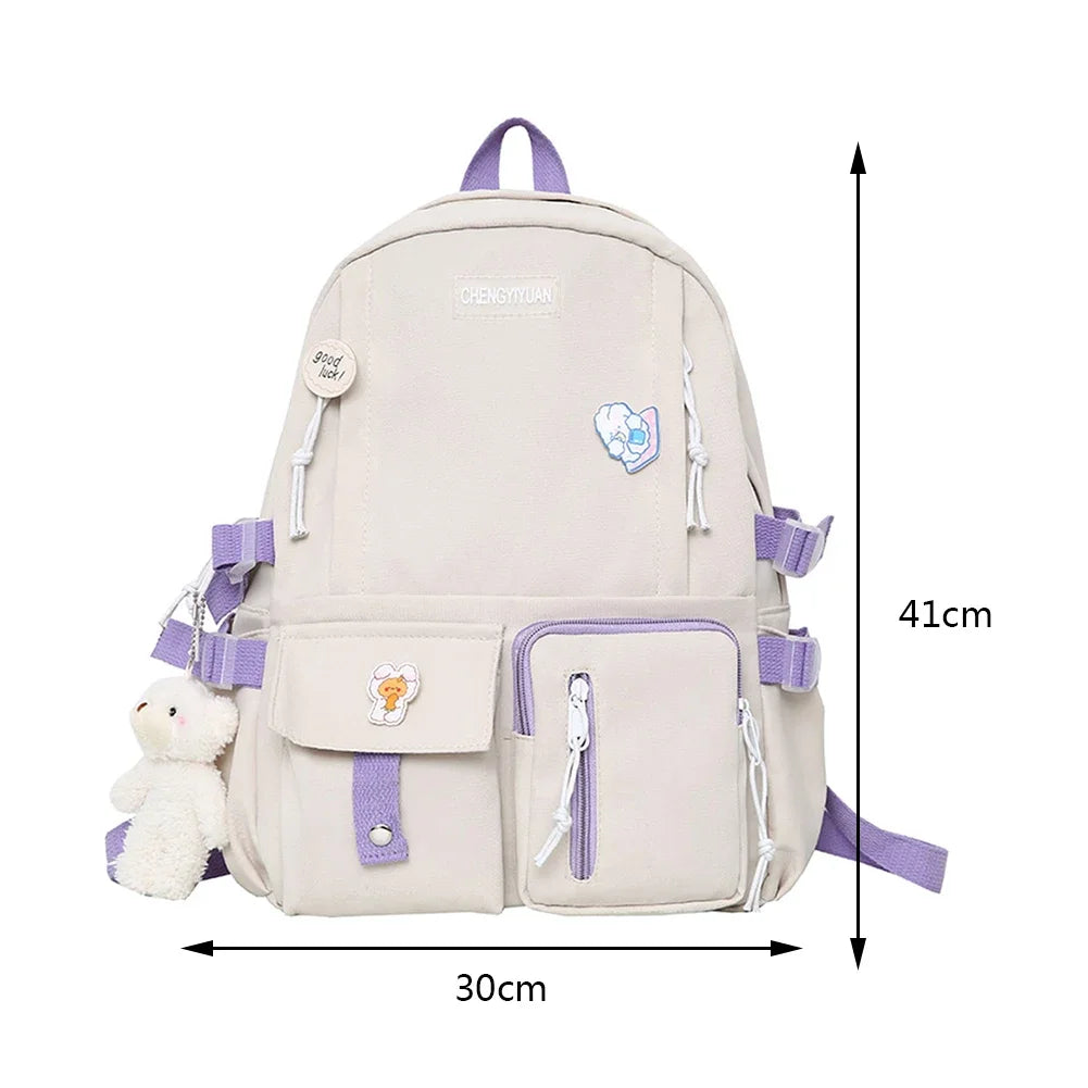 Sac à dos esthétique japonais pour filles, sacs d'école mignons pour étudiants, adolescentes, poches, sac à dos pour ordinateur portable Kawaii pour femmes, Harajuku Mochila
