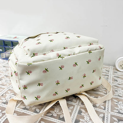 Sacs à dos en nylon à imprimé floral pour femmes, sacs à dos pour documents solides et doux, sac décontracté, grande capacité, sac initié étanche, assressentià tout, mode