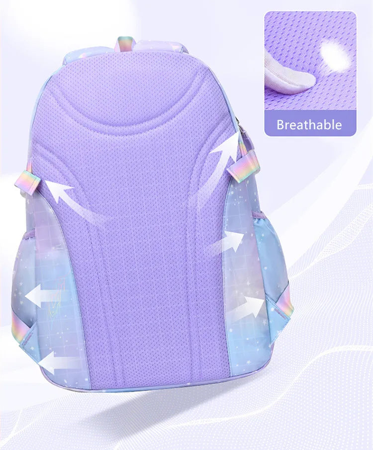 Sacs d'école imperméables pour enfants, cartable violet et rose pour filles, SR, grande capacité, étudiant du primaire