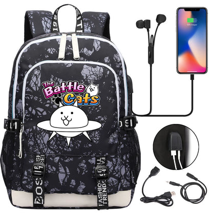 Sac à dos mignon, pour l'école, étudiant, chargeur USB, pour ordinateur portable, garçons et filles, voyage quotidien, adolescent, collège, The battle cats