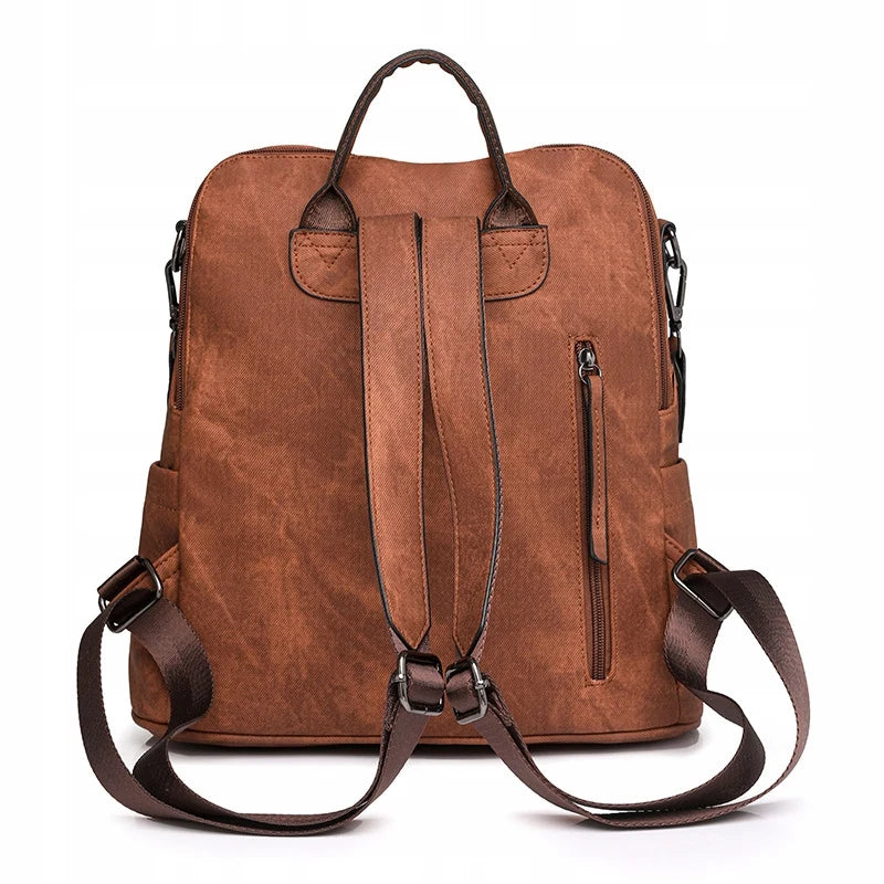 Sac à dos convertible 2 en 1 en cuir marron caramel avec bandoulière
