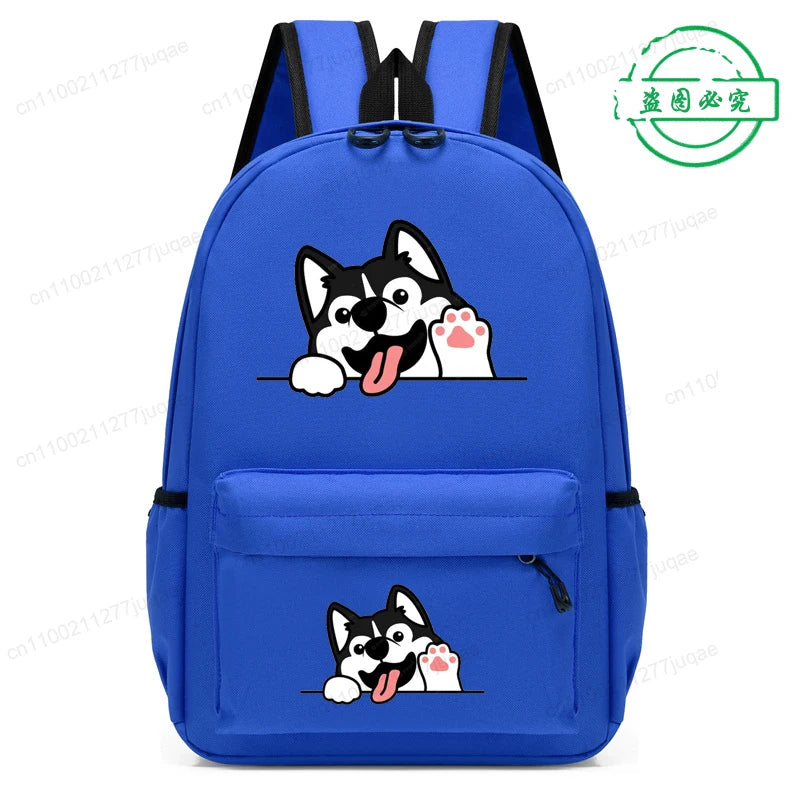 Sac à dos pour enfants avec dessin animé de chien Husky sibérien mignon