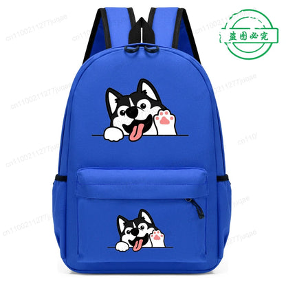 Sac à dos pour enfants avec dessin animé de chien Husky sibérien mignon