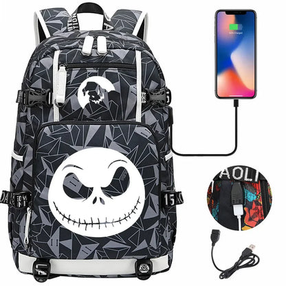 Sac à Dos The Nightmare Before Christmas pour Enfant, Cartable, Grande Capacité, Ordinateur Portable, Étanche, Multifonction, Chargement USB halloween