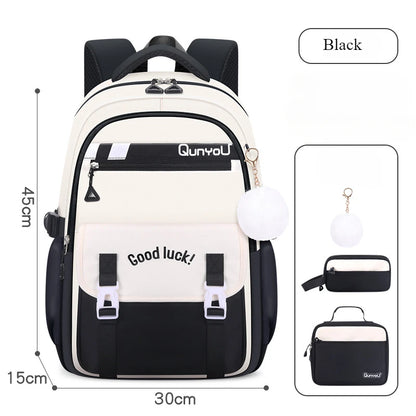 Sac à dos pour les filles avec boîte à déjeuner porte-crayon ensemble primaire