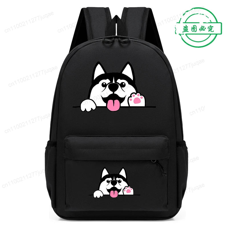 Sac à dos pour enfants avec dessin animé de chien Husky sibérien mignon