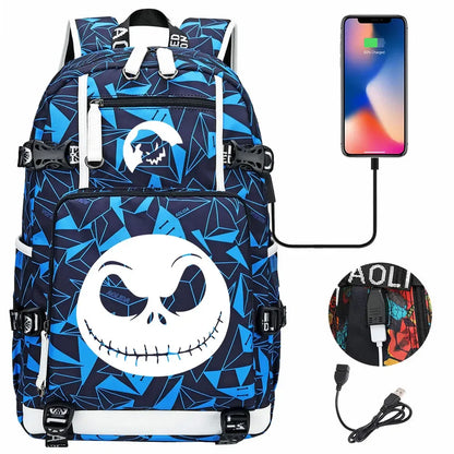 Sac à Dos The Nightmare Before Christmas pour Enfant, Cartable, Grande Capacité, Ordinateur Portable, Étanche, Multifonction, Chargement USB halloween