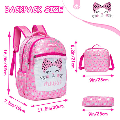 Cartable en cuir PU pour l'école primaire, sac à lunch et sac à stylo, 3 pièces