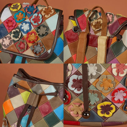 Sac à dos Floral en cuir véritable
