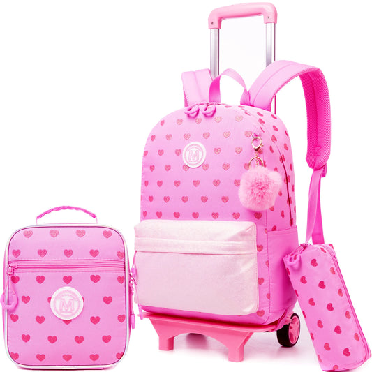 Sac à dos à roulettes pour écoliers, 3 pièces
