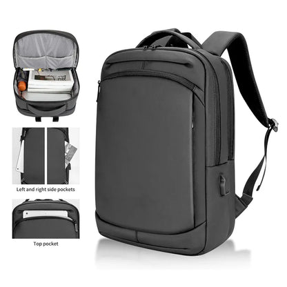 Quality PU Covered Backpack Black Gray