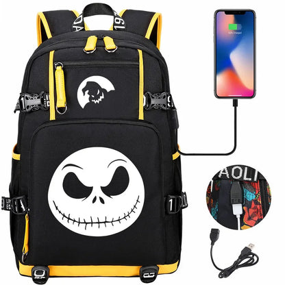 Sac à Dos The Nightmare Before Christmas pour Enfant, Cartable, Grande Capacité, Ordinateur Portable, Étanche, Multifonction, Chargement USB halloween