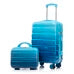 Valise à roulettes bicolore et sac de maquillage 14 pouces