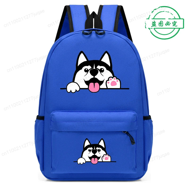 Sac à dos pour enfants avec dessin animé de chien Husky sibérien mignon