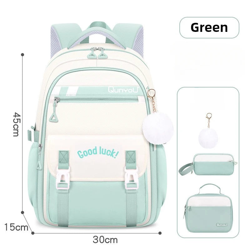 Sac à dos pour les filles avec boîte à déjeuner porte-crayon ensemble primaire