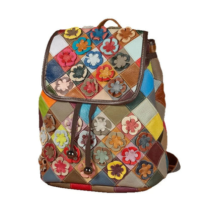 Sac à dos Floral en cuir véritable